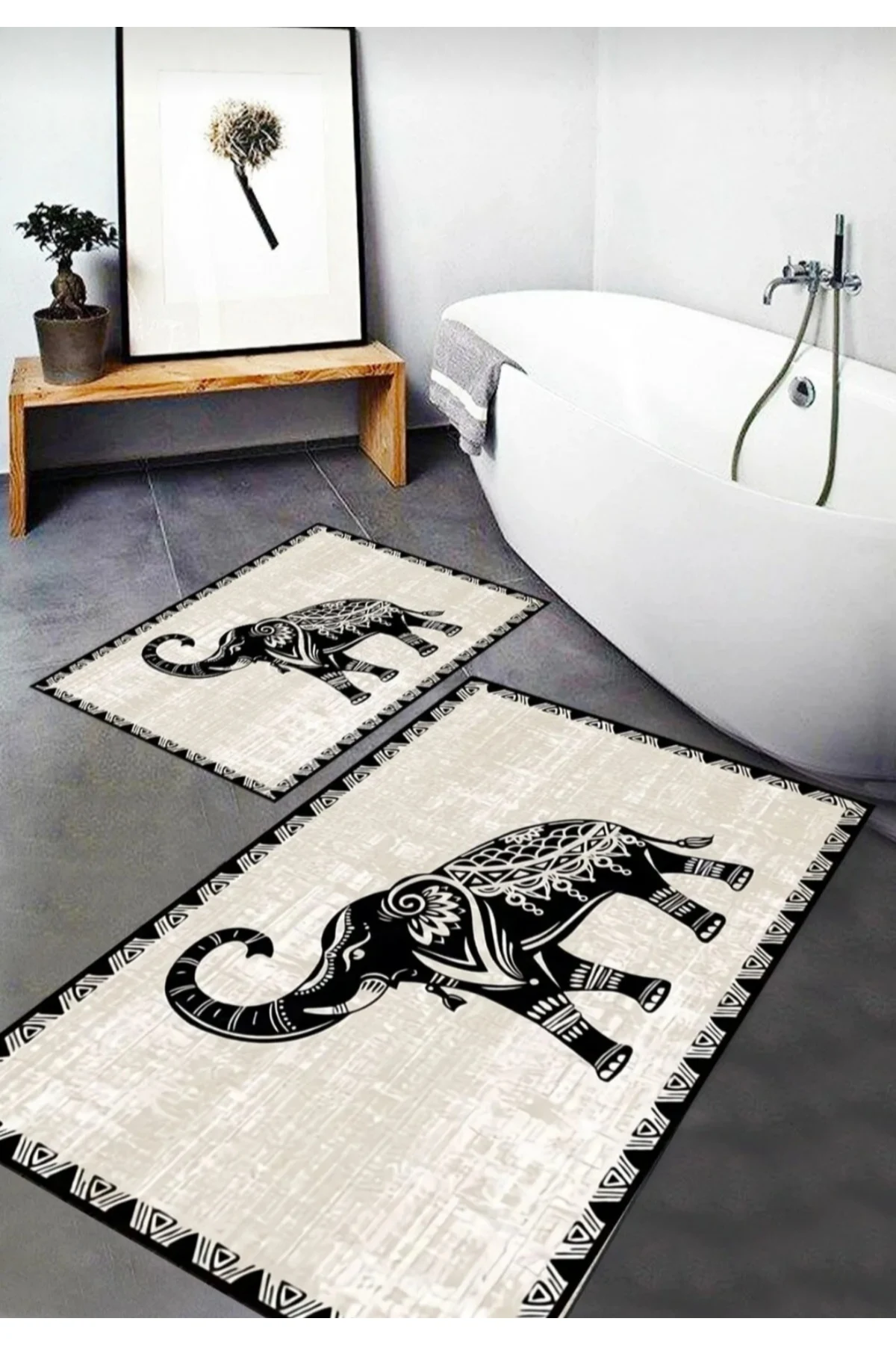 

Bathroom Mat Set Digital Printing Non-Slip Base Washable 2-Piece 60x100 - 40x60