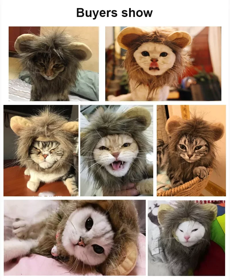 

Cute Pet Cosplay Clothes Pet Cat Wig Pet Supplies Lion Head Pet Funny Hat Pet Cat Wig Funny Turned Lion Headgear Wig