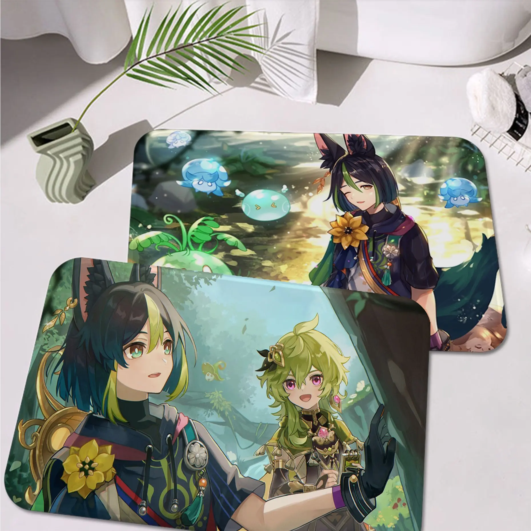 

Tighnari Genshin Impact Bath Mat Rectangle Anti-slip Home Soft Badmat Front Door Indoor Outdoor Mat Household Carpets