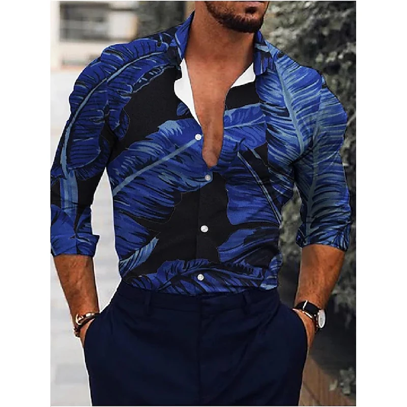 

Autumn Fashion Men Shirts Turn-down Collar Buttoned Casual Shirt Lines Print Long Sleeve Tops Men's Clothes Traveling Cardigan