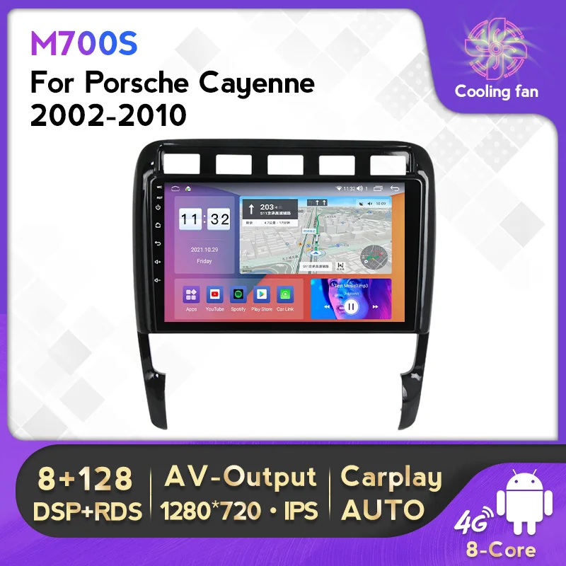 Автомагнитола 9 дюймов Android 11 для Porsche Cayenne 2002-2010 автомобильное мультимедийное