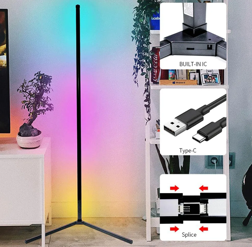 Фото Умный RGB-светильник для пола с пультом дистанционного управления, 16 миллионов цветов, синхронизация с музыкой. №2