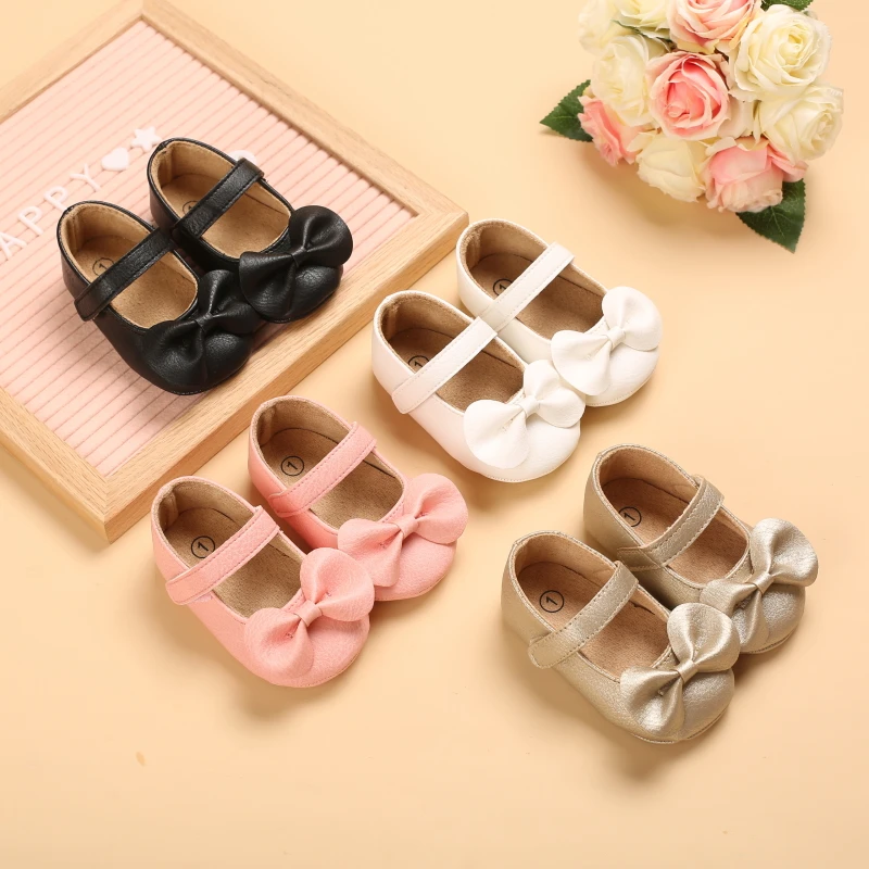 Весенне-осенний стиль, Детская Милая однотонная обувь с бантом для детей 0-18 месяцев, детская прогулочная обувь