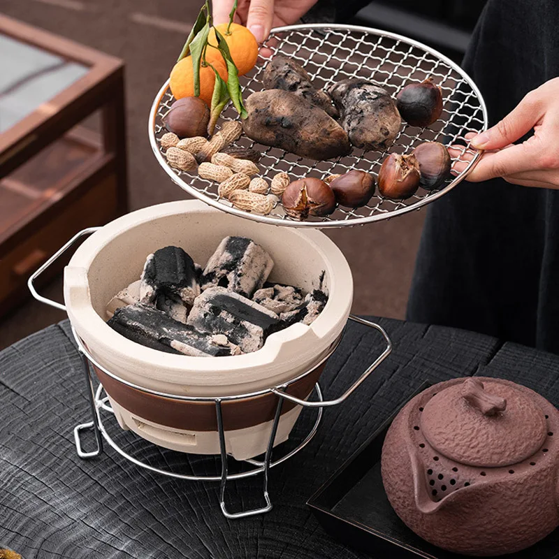 Круглая чайная плита глиняная барбекю маленькая грязевая ветровая для дома