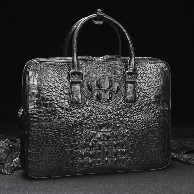 Genuine Leather Men's Business Briefcase Large Capacity Leisure One Shoulder Messenger Bag High Quality Zipper Computer Handbag