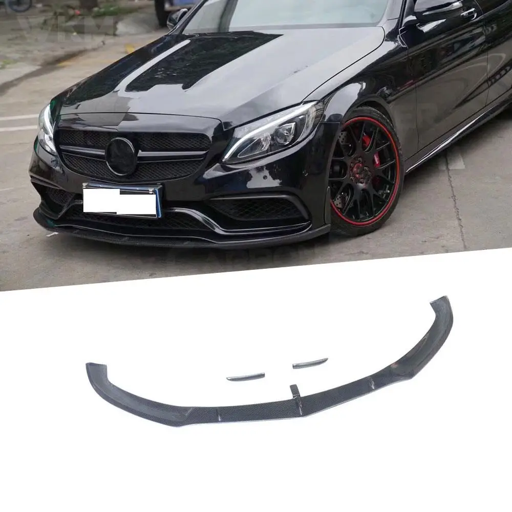 Передний спойлер из углеродного волокна с боковыми накладками для Benz C Class W205 C205 C63