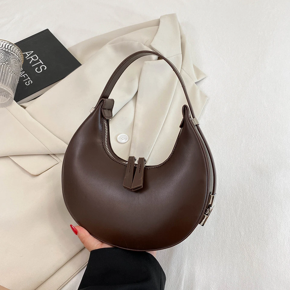 

Luxury Designer Shoulder Bags for Women Hal Moon Sling Side Bag Ladies Pu Leather Single Handbags High Quality 2022