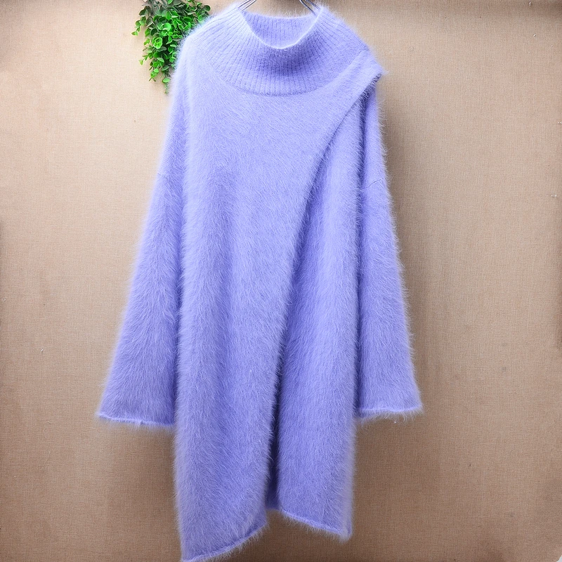 

Женский теплый пушистый кашемировый вязаный свитер с длинными рукавами-колоколами