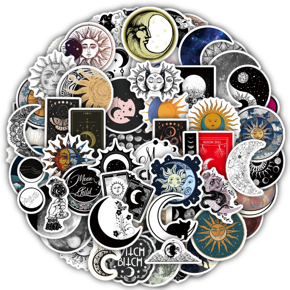 

10/30/60pcs Cartoon Mystery Gothic Moon Cool Stickers Aesthetic Art Graffiti Decal Skateboard Guitar Car Funny Sticker Kids Toy