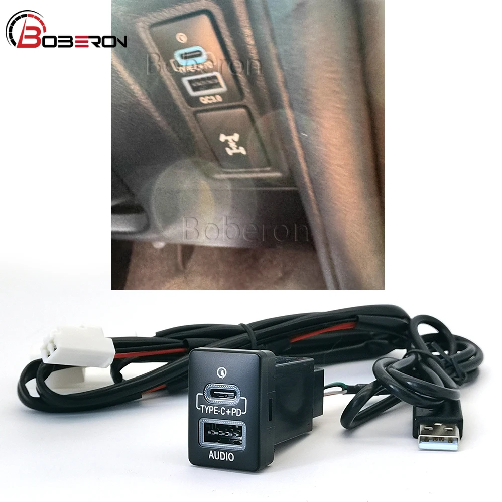 

Автомобильный USB-порт, аудиоразъем, быстрое зарядное устройство, входной адаптер для Toyota Camry 50, Prius Corolla Land Cruiser PRADO RAV4 Auris 2007-2018