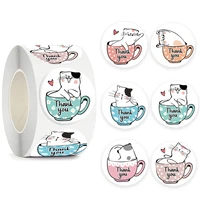 100 500pcs kawaii cat sticker for kids children cartoon animals adhesive seal labels for birthday party decor thank you stickers
