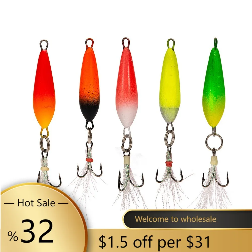 

5pcs/pack Winter Ice Fishing Treble Hook High Carbon Steel Foam Floating Jigging EPS+Carbon Steel Fishing Tools Terminal Tackle