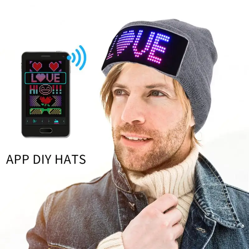 

Новая светодиодная полноцветная светящаяся вязаная шапка с bluetooth, рекламная шапка «сделай сам» для рождевечерние