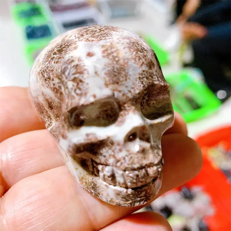 5 см натуральный цветок агат Череп искусственный кристалл лечебный минеральный
