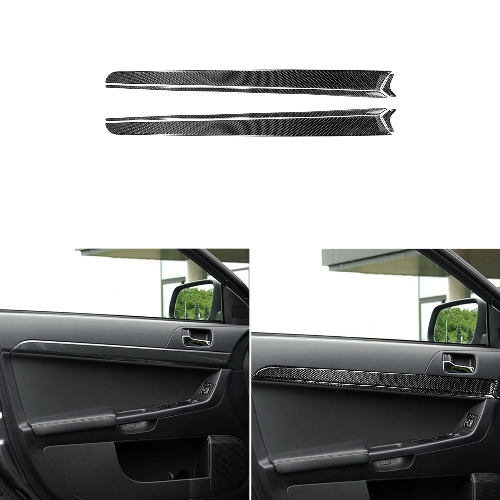 Для Mitsubishi Lancer 2008-2015 углеродное волокно обитая боковая дверная накладка панель