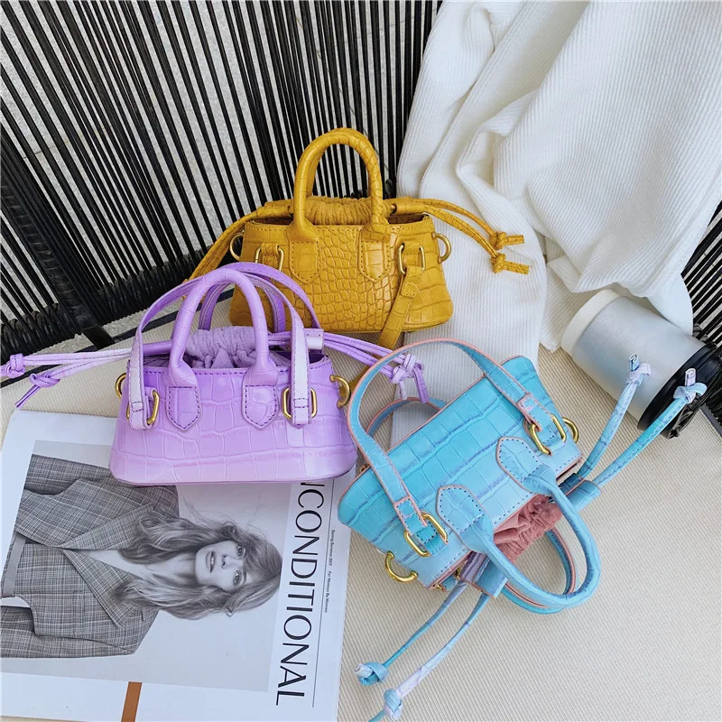 

Stone Pattern Pu Ladies Handbag Gradient Color Design 2022 New Girl Casual Shoulder Bag Ladies Fashion Zipper Small Square Bag