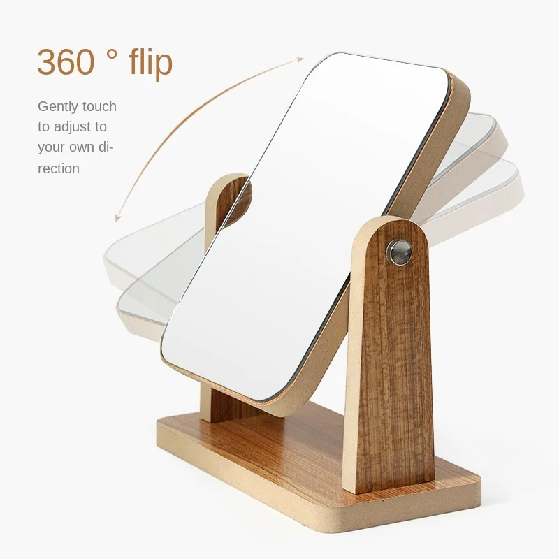 

HD Rotating Makeup Mirror Desktop Colorful Dressing Mirror Folding Bamboo Portable Large Square Princess Mirror