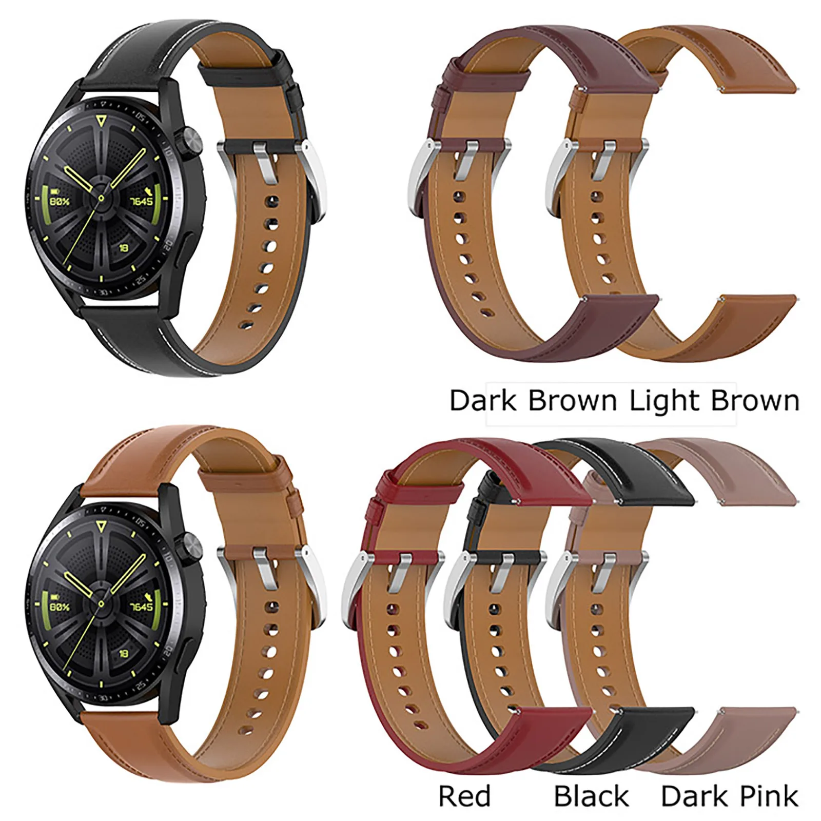

Ремешок кожаный для наручных часов, деловой Браслет для Samsung Watch 4 HUAWEI Watch GT3, 22 мм