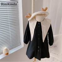 rinikinda 2022 autumn kids dress cotton cute princess girls casual dress loose peter pan collar fashion casual kids dresses