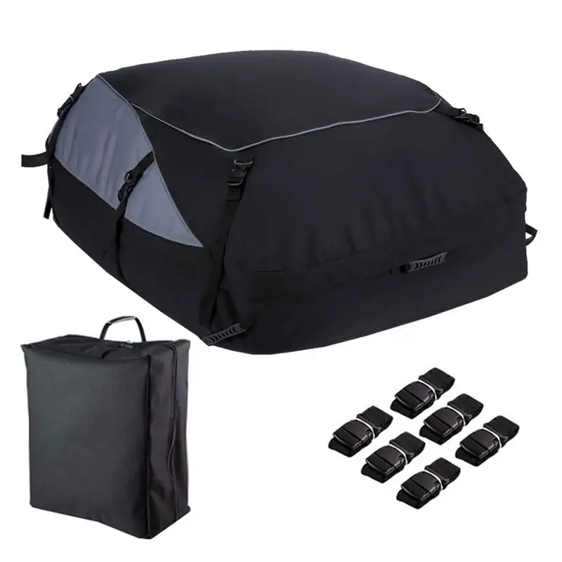 

Car Roof Bag Waterproof RoofBag Rooftop Cargo Carrier Waterproof Soft Rooftop Luggage Carriers Easy To Install With Reinforced