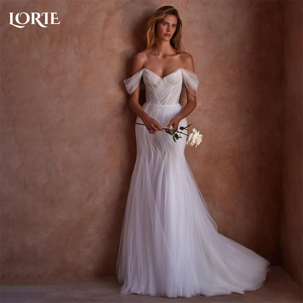 Роскошные свадебные платья LORIE с юбкой-годе открытыми плечами плиссированная