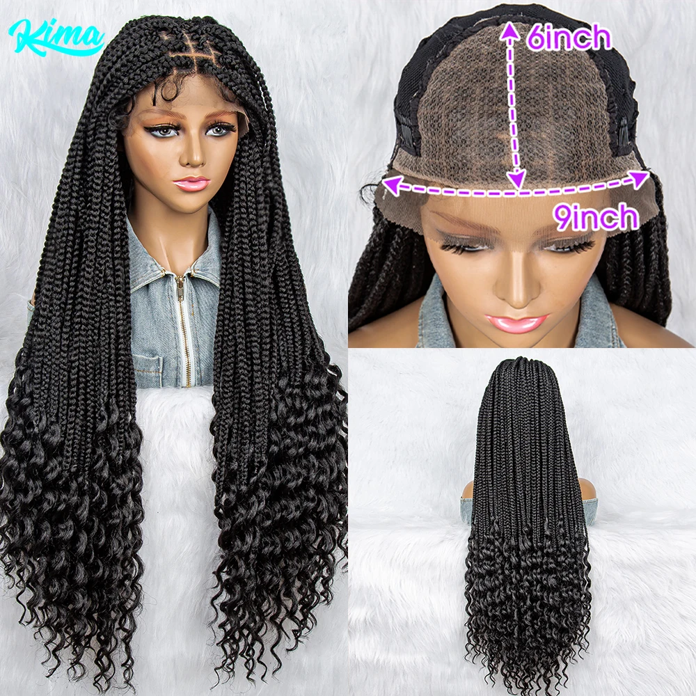 Synthetic Braided Wigs Synthetic Lace Front Wigs Knotless Cornrow Braids with Baby Hair Handmade Braided Wigs 36 inches