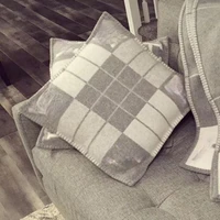 luxury h cashmere pillowcase soft wool warm checkered home sofa decoration knitted striped geometric pillowcase