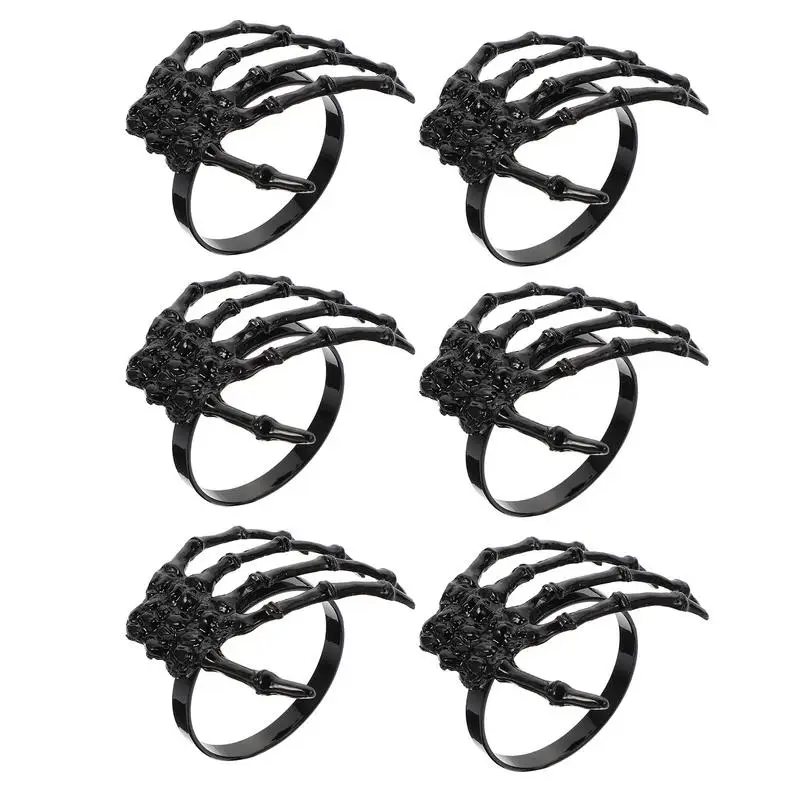 

Halloween Napkin Ring Skull 6pcs Spooky Halloween Napkin Ring Creative Horror Skeleton Hand Exquisite Alloy Napkin Holder For