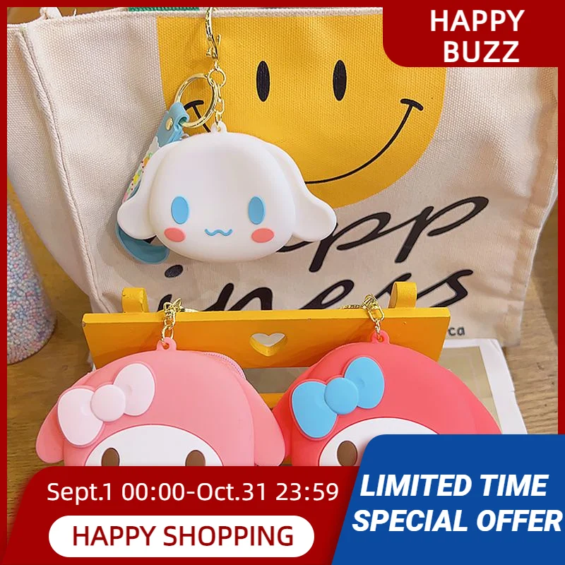 

Sanrio силиконовый кошелек сумки Hello Kitty Kuromi Cinnamoroll Melody брелок для ключей детское хранилище монета оригинальный портативный игрушечный подарок