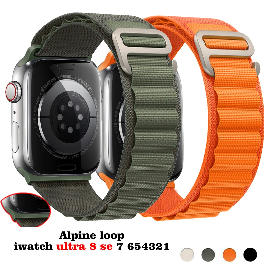 Alpine loop Strap for Apple watch Ultra 49mm Series 8 45mm 41mm 44mm 40mm Nylon bracelet correa iwatch series 7 SE 6 5 4 3 strap