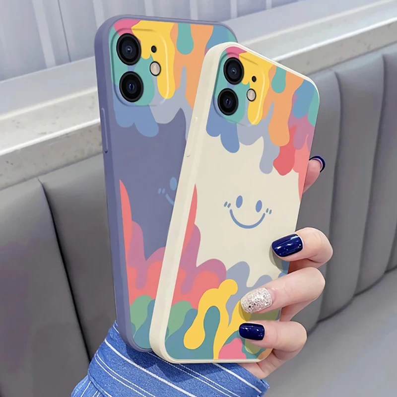 

Summer Smiling Face Ice Cream Case For iPhone 13 12 11 Pro MAX 6 6S 7 8 Plus XS 12 13 Mini X XR SE 2020 5 Silicone Phone Cover