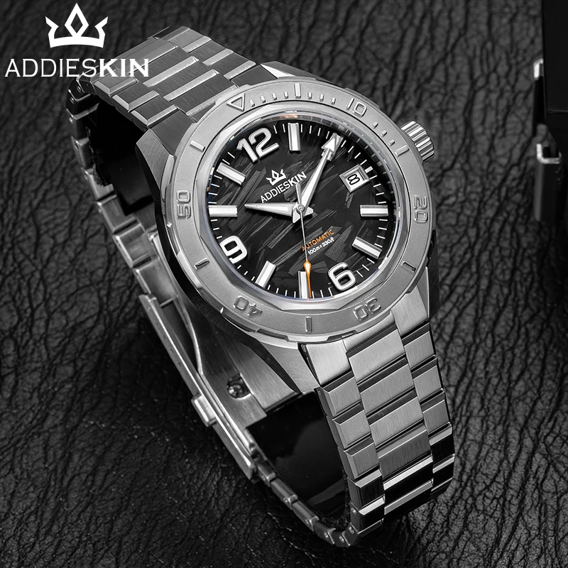 Фото Механические мужские часы AddiesKin Miyota9015, автоматические, из нержавеющей стали, водонепроницаемые, уникальные часы с сапфировым стеклом K007 Reloj Hombre №4