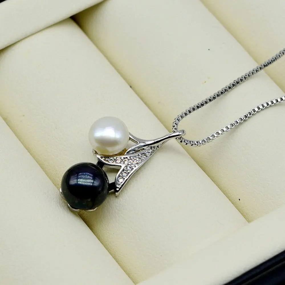 

Двойные бусины, ожерелье, натуральное пресноводное серебряное ожерелье с жемчугом, Круглая Серебряная подвеска с жемчугом, короткое ожерел...