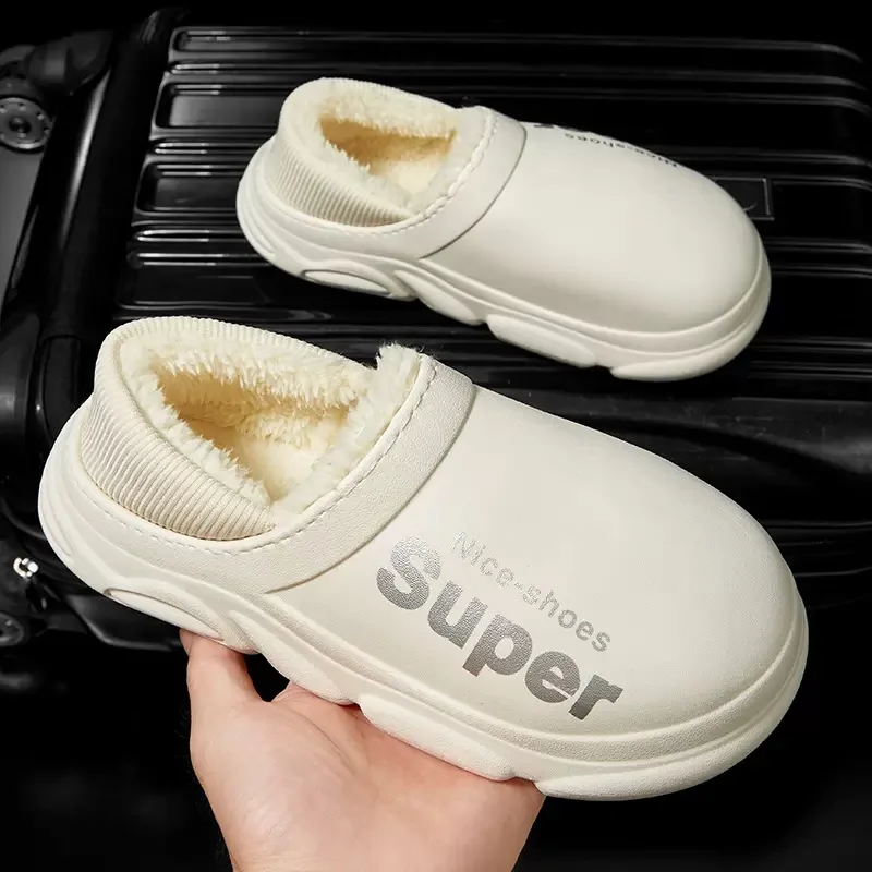 2022 New Winter Slippers Warm Men Shoes Waterproof Women Couples Non-Slip Plush Cotton Indoor Outdoor Kids Home Autumn Children