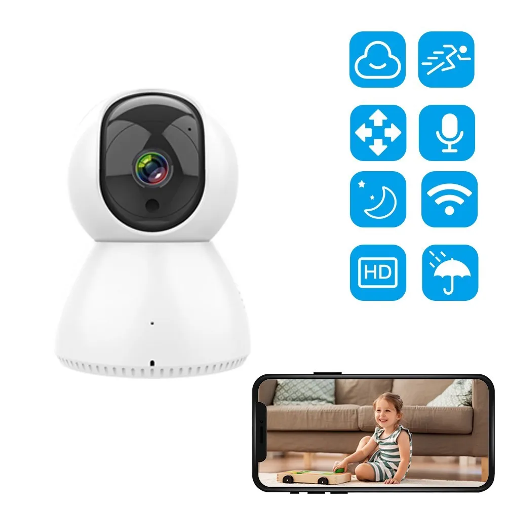 

Умная камера 1080P, угол обзора 360 градусов, Wi-Fi, веб-камера ночного видения, видео, IP-камера мониторинг для детской безопасности AI, автоматическ...