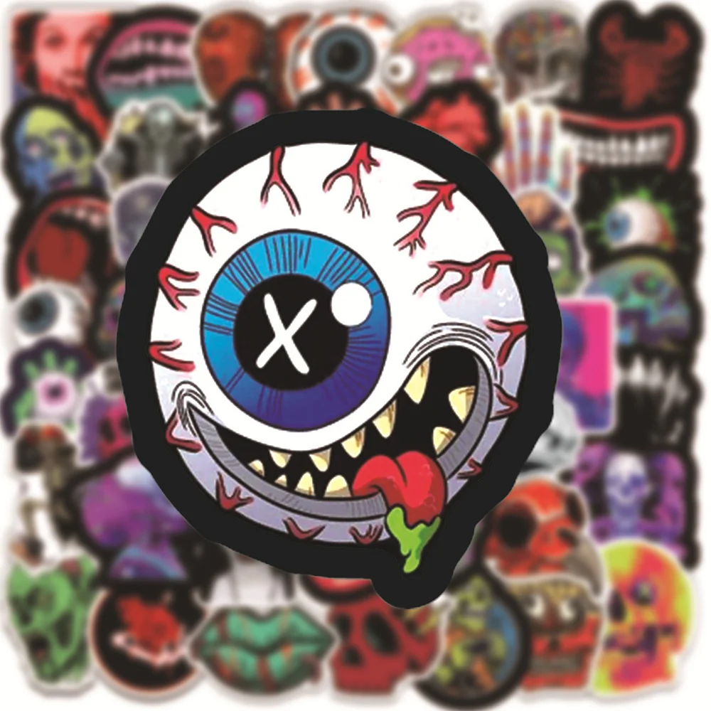 

10/30/50/100PCS Cool Color Skull Horror Cartoon Sticker DIY Diary Laptop Luggage Skateboard Graffiti Decals Fun for Kid