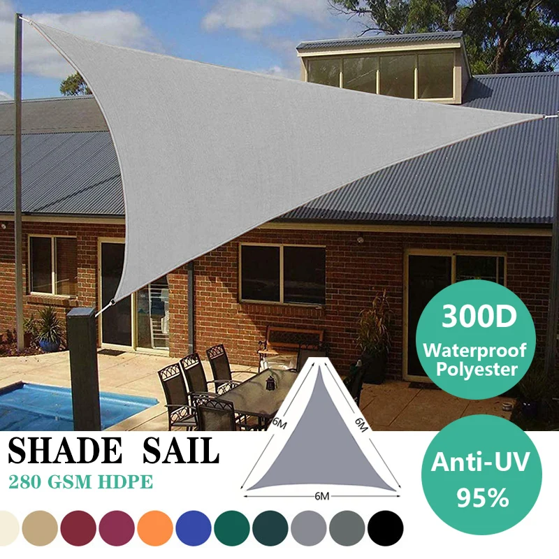 6x6x6M Waterproof Shade Sail Anti-UV Garden Terrace Canopy Swimming Gazibo Tent  Canopy Pergola Outdoor Camping Picnic Shade