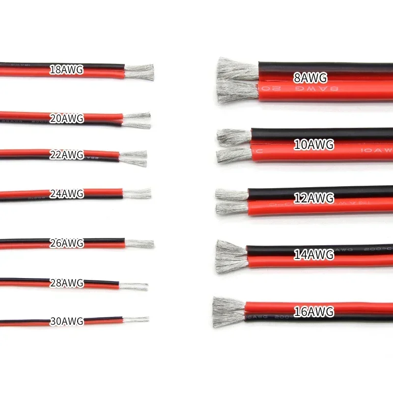 Гибкая силиконовая проволока 1/2/5 м 2 штырька 30 28 26 24 22 20 18 16 14 12 10 8 AWG сделай сам