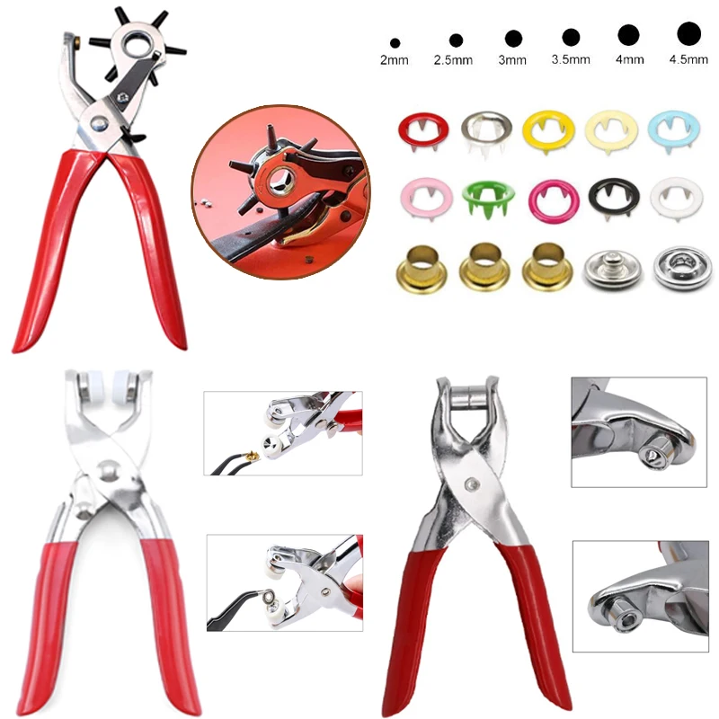 

Eyelet Hole Puncher Leather Belt Hole Punch Plier Revolve Sewing Machine Bag Setter Tool Watchband Strap Household leathercraft