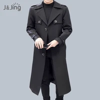 fashion brand autumn jacket long trench coat mens high quality self cultivation solid color mens coat jacket