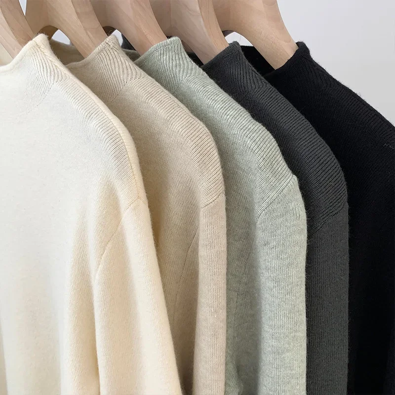 SweetSolid Color Half Polo с высоким воротником чувственная ниша повседневная трикотажная