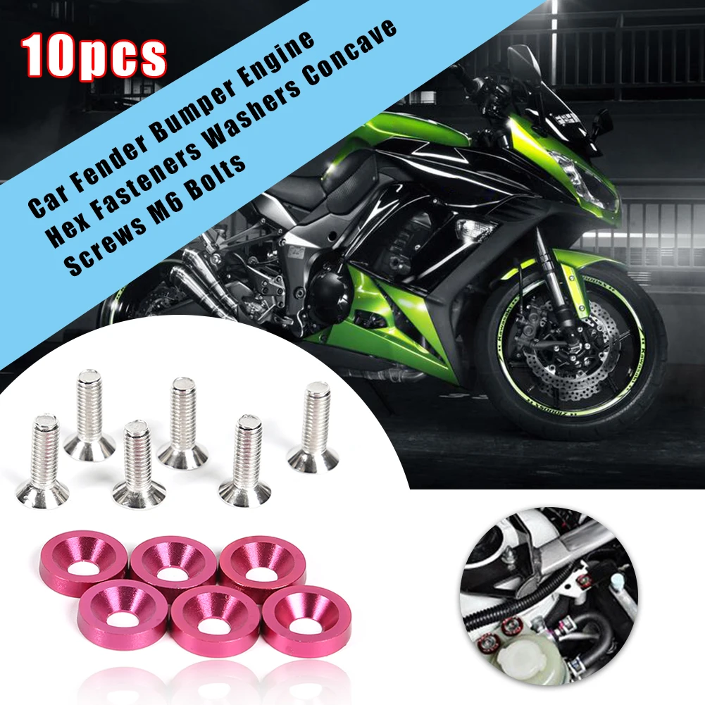 

10pcs Aluminum Car Hex Bolts Fasteners Auto Fender Bumper Engine Washers Concave Operation Simple and Use Conveninently