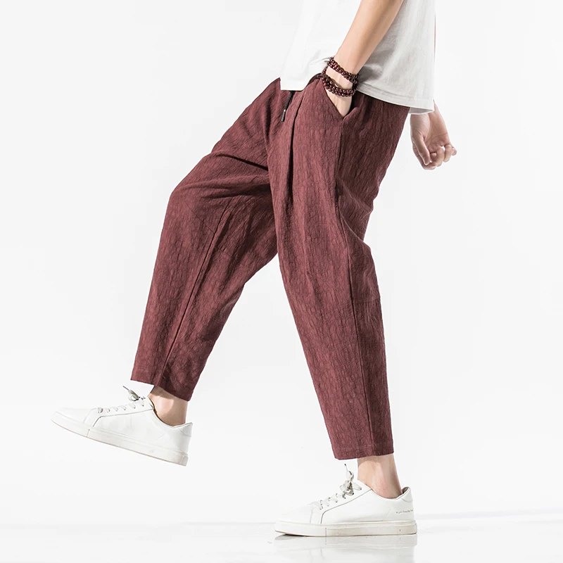 

Мужской Хлопковый шаровары длиной до щиколотки, в китайском стиле, в винтажном стиле, большие размеры, лето 2023