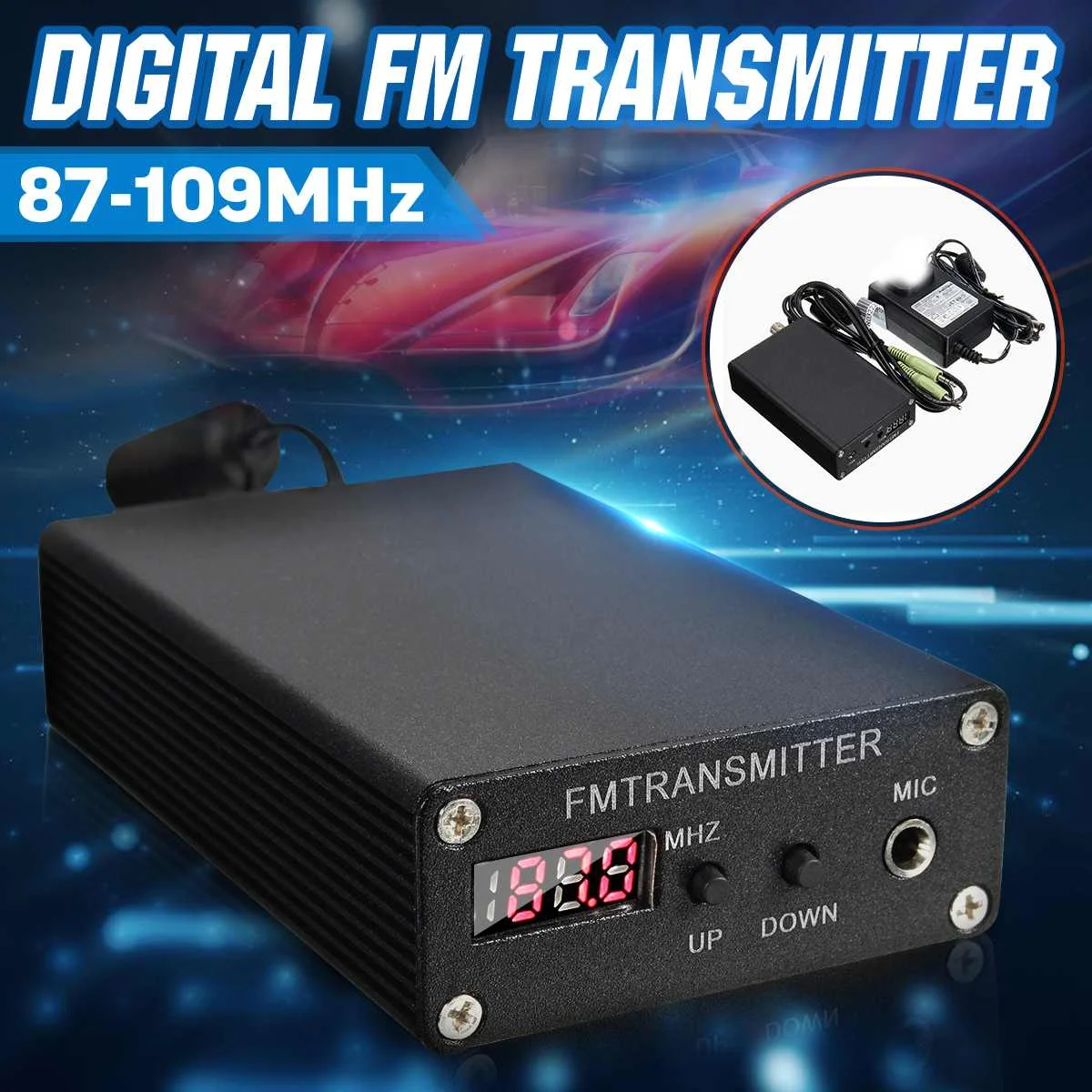 

5W-7W Car FM Transmitter Wireless Handsfree Audio Receiver Auto Stereo Digital MP3 Player Mini FM Radio Station