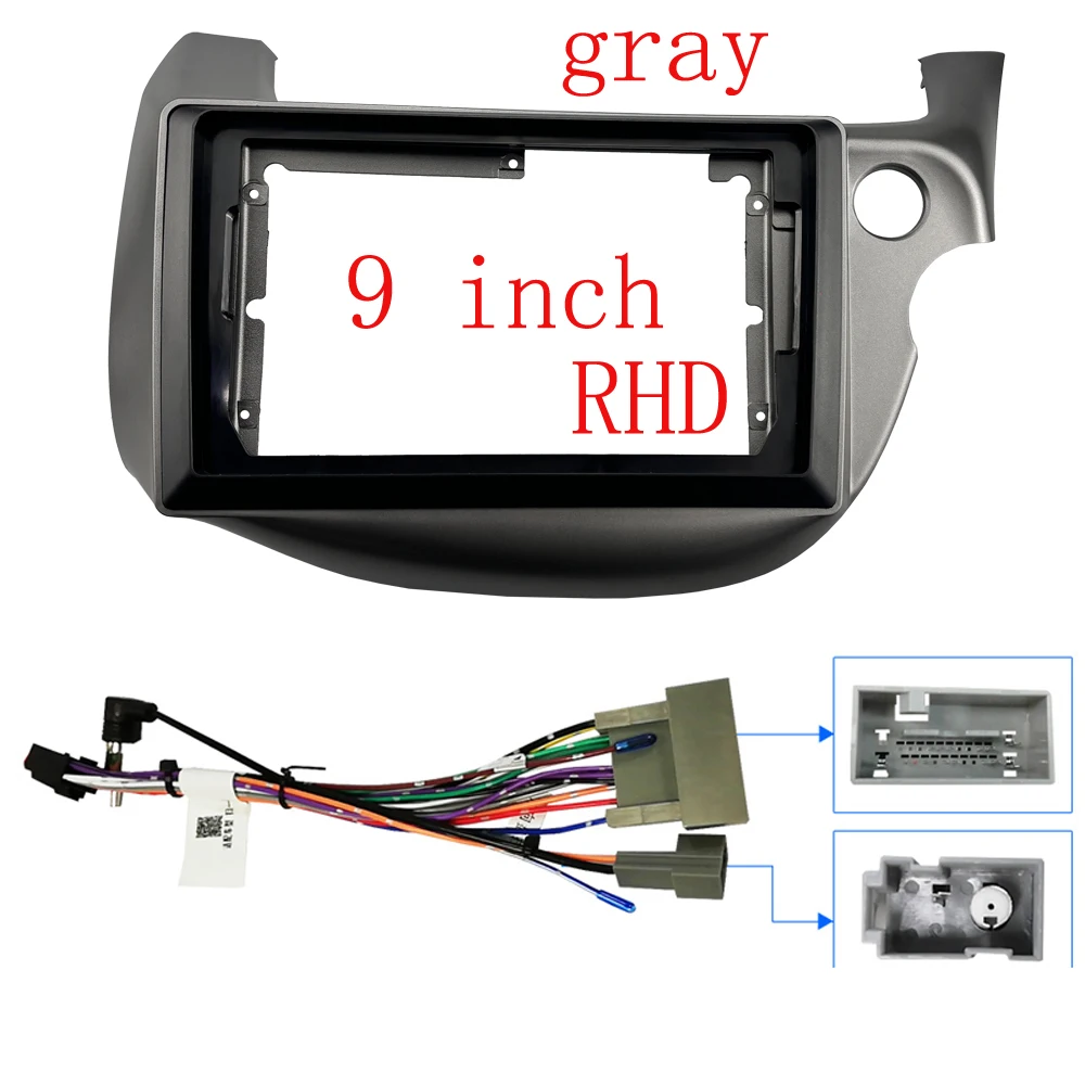 Фото 2 DIN 9-дюймовая автомобильная рама, адаптер для фасции для Honda Fit Jazz 2008-2013, Android-радио, комплект панели для установки приборной панели №5