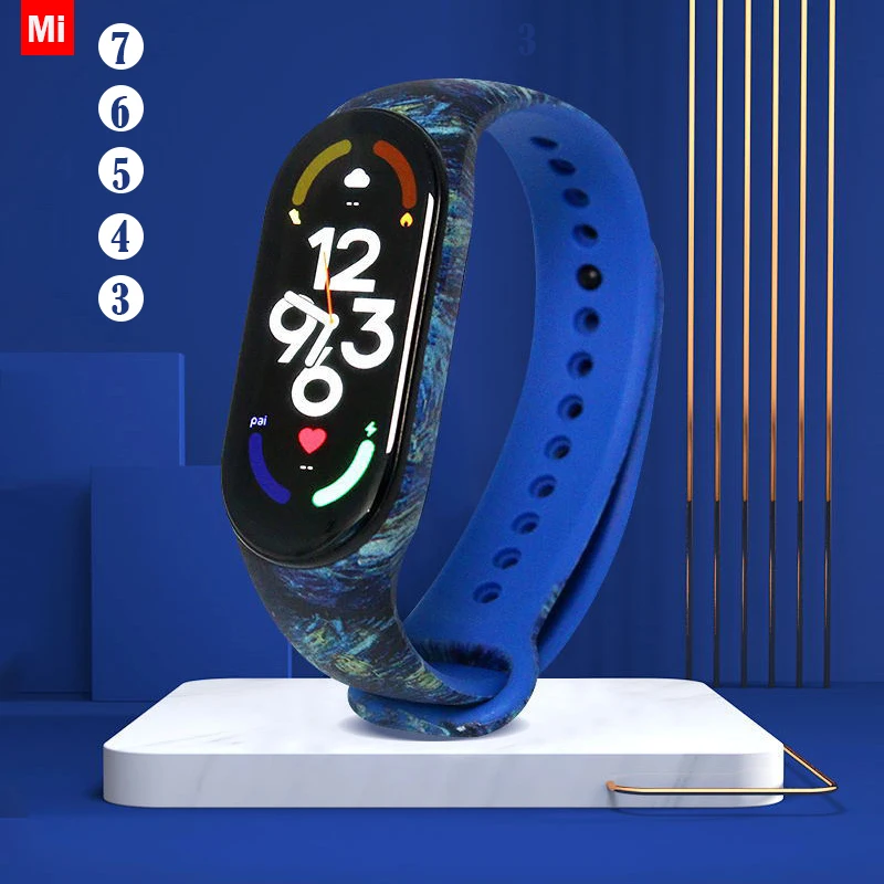 Printed Watchband for Xiaomi Mi Band 7 6 NFC bracelet silicone Sport watch belt Miband6 Replacement correa mi band 3 4 5 8 strap