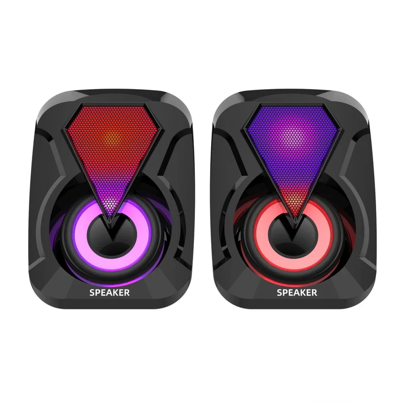 

Цветная Колонка RGB с сабвуфером, аудиоколонка для настольного ПК, ноутбука, USB-колонка, Проводная игровая колонка, динамик