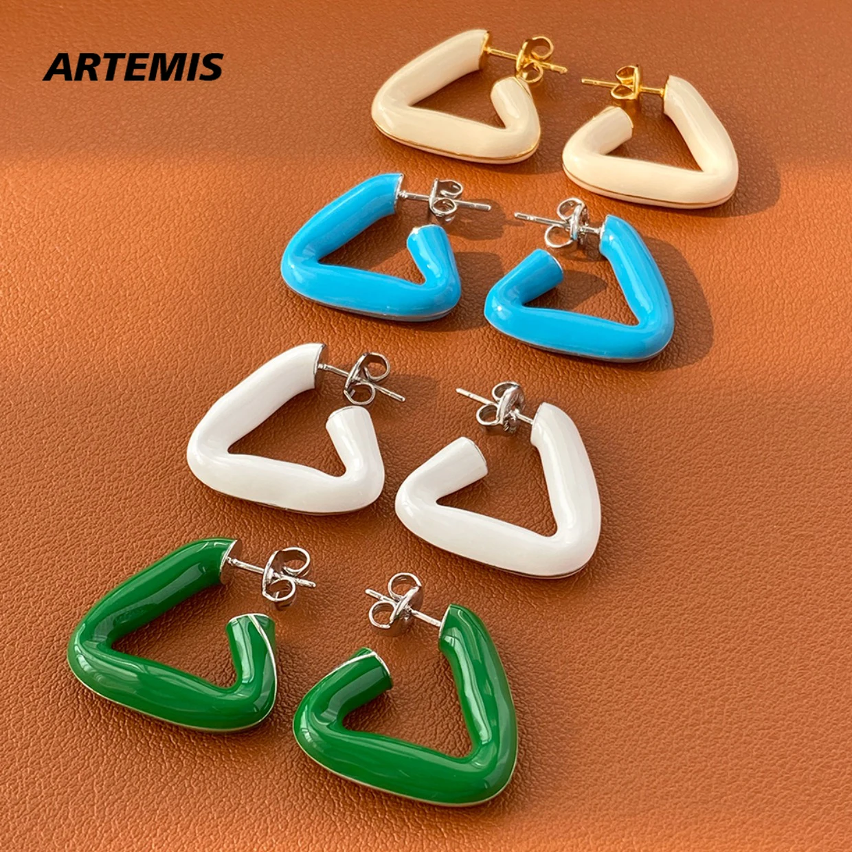 

Европейские и американские модные дизайнерские высококачественные треугольные цветные зеленые геометрические серьги, женские роскошные ювелирные изделия