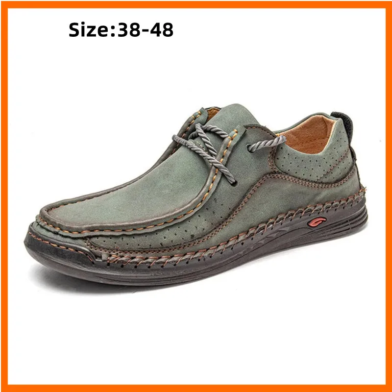

Handmade Leather Shoes Men Casual Sneakers Comfortable Driving Shoe Soft Flat Loafers Men's Shoes Moccasins Tooling Shoe