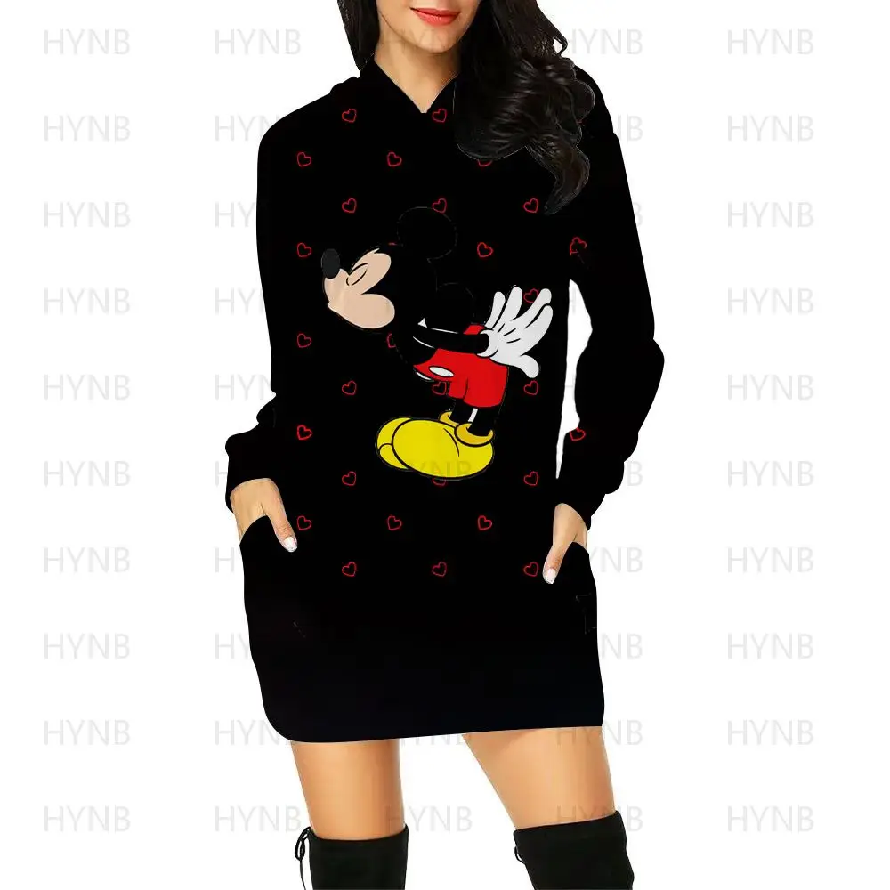 Hoodie Prom Dresses Minnie Mouse Y2k Sweater Dress Sexy Mickey Long Sleeves Elegant Women's Party 2022 Mini Disney Luxury Kawaii
